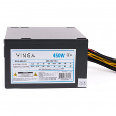 БУ Блок питания 450 Вт Vinga, 24+4+4 pin, питание видеокарты - 1x(6+2pin), 120 мм, ATX, PSU-450-12