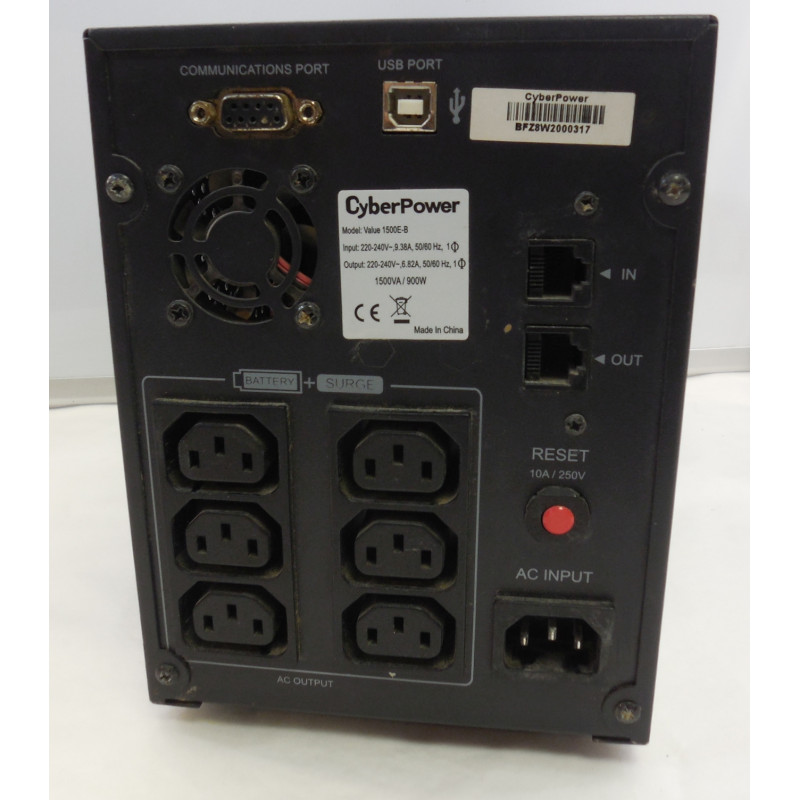 БУ Лінійно-інтерактивний ДБЖ CyberPower 1500E-B (1500 ВА / 900 Вт, 160 - 280 В) без АКБ