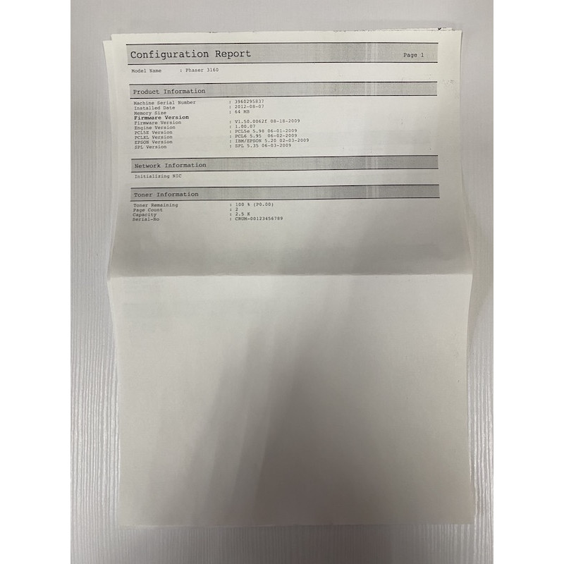 Xerox 3160N Printer (A4, laser, black and white, USB, Ethernet, 5,000 pages)