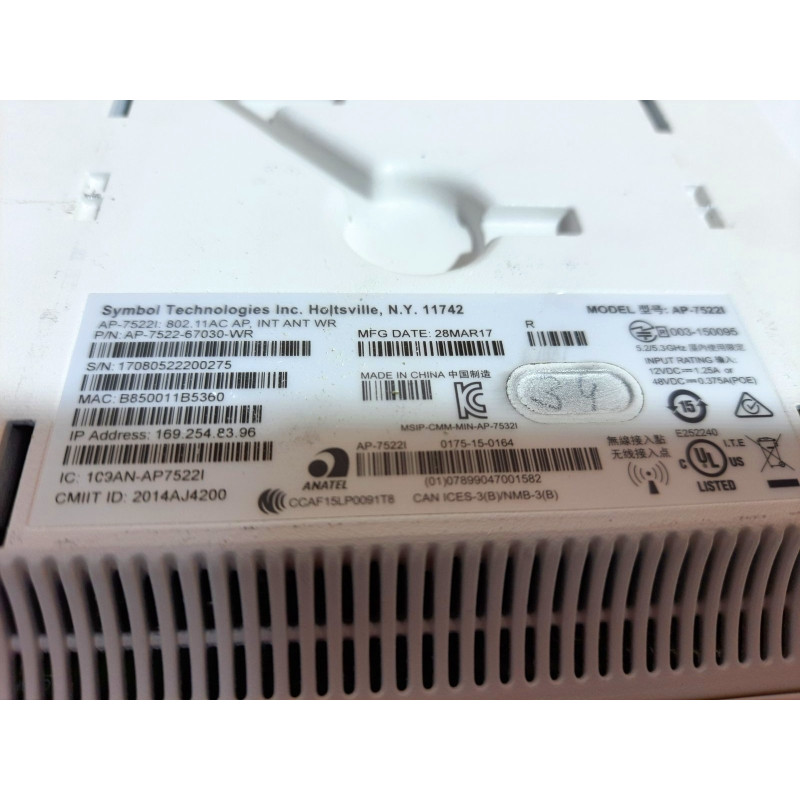 Wi-Fi access point Extreme WiNG AP 7522, 802.11ac, 2.4/5 GHz, 1 x Gigabit, PoE power supply