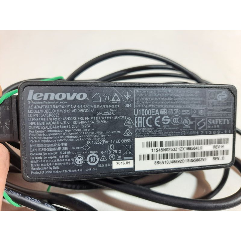 БУ Блок живлення (зарядка) Lenovo 20V, 3.25A, 65W (USB Square, з центральним піном) ORIGINAL