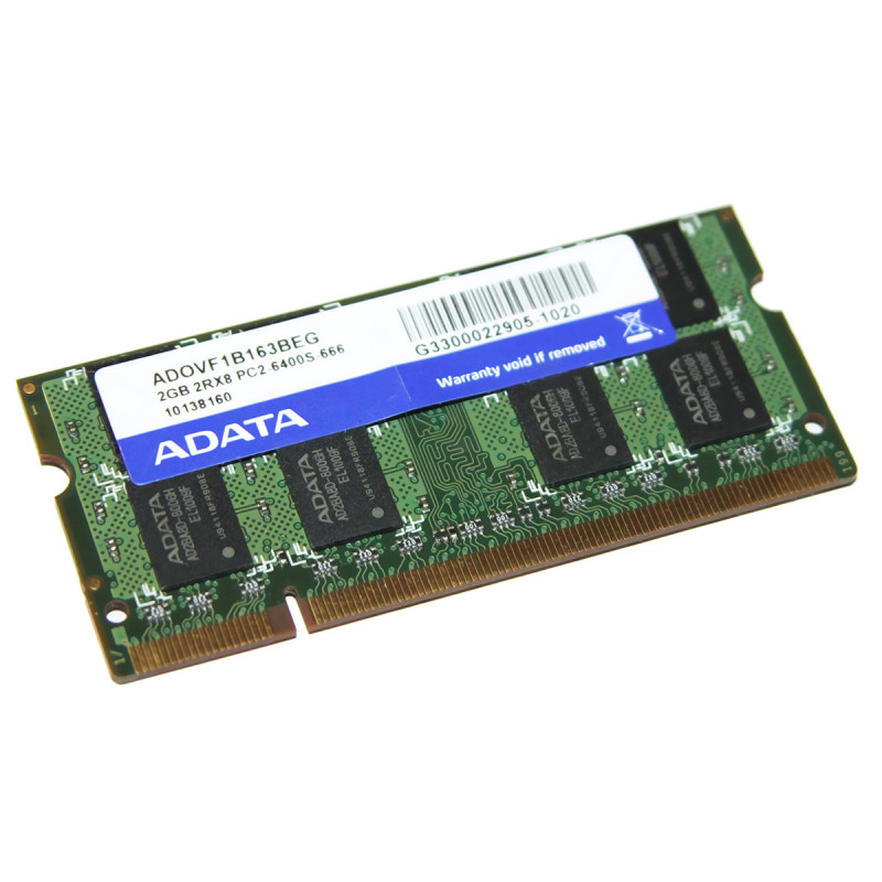 Used RAM 2 GB, DDR2, for laptops, ADATA (800 MHz, 1.8 V, CL6, ADOVF1B163BEG)