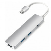 USB Hub Satechi Aluminum Type-C Slim Multi-Port Adapter 4K Silver (ST-CMAS)