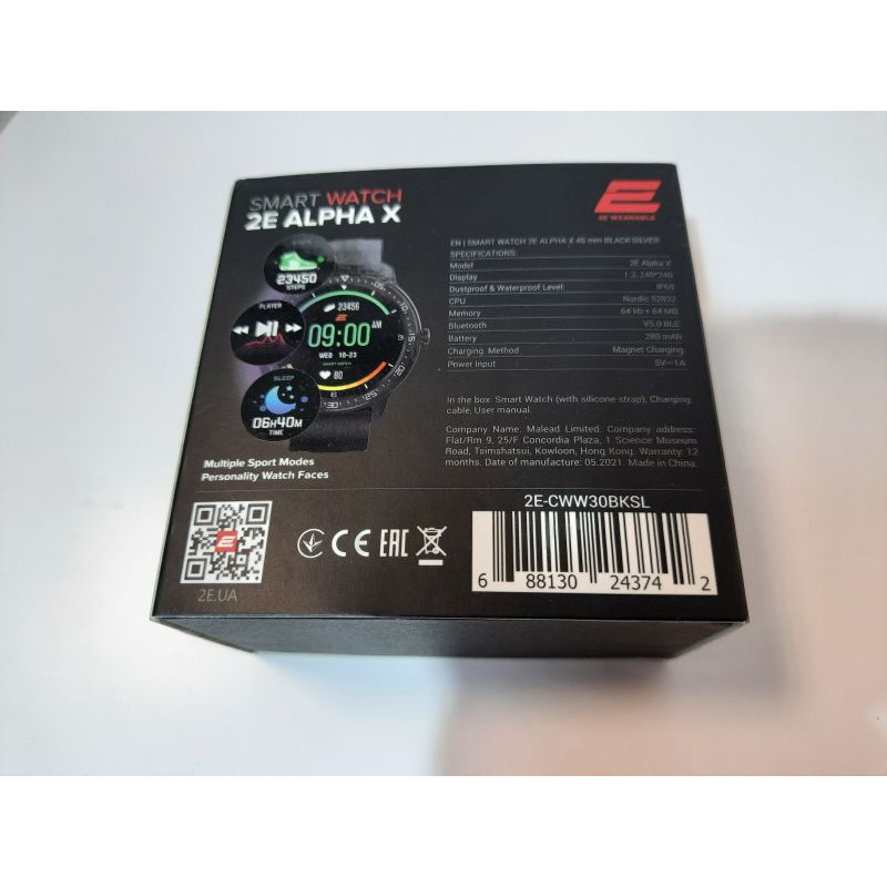 Used Smartwatch 2E Alpha X 46 mm Black-Silver (2E-CWW30BKSL)