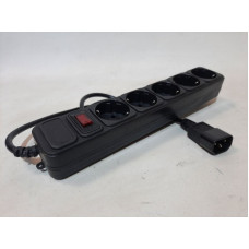 Used Power strip extension for 5 Schuko outlets, switch, 1m, UPS plug (C14) Black
