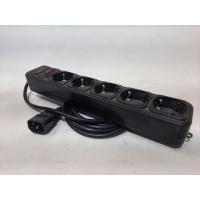 Used Power strip extension for 5 Schuko outlets, switch, 1.5m, UPS plug (C14) Black
