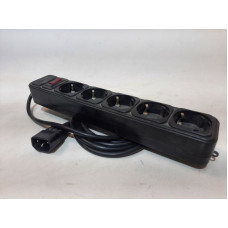 Used Power strip extension for 5 Schuko outlets, switch, 1.5m, UPS plug (C14) Black