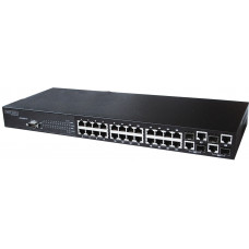 Used Edge-core ES3528M Layer 2 Managed Switch, 24 x Fast Ethernet, 4 x Gigabit/SFP, Console