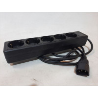 Used Power strip extension for 5 Schuko outlets, without switch, 1.8m, UPS plug (C14) Black