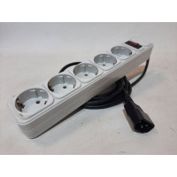 Used Power strip extension for 5 Schuko outlets, switch, 2.5m, UPS plug (C14) White