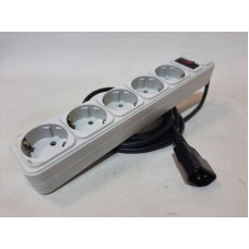 Used Power strip extension for 5 Schuko outlets, switch, 2.5m, UPS plug (C14) White