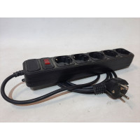 Used Power strip extension for 5 Schuko outlets, switch, 1.5m, Schuko plug, Black