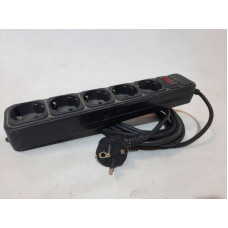 Used Power strip extension for 5 Schuko outlets, switch, 4.5m, Schuko plug, Black