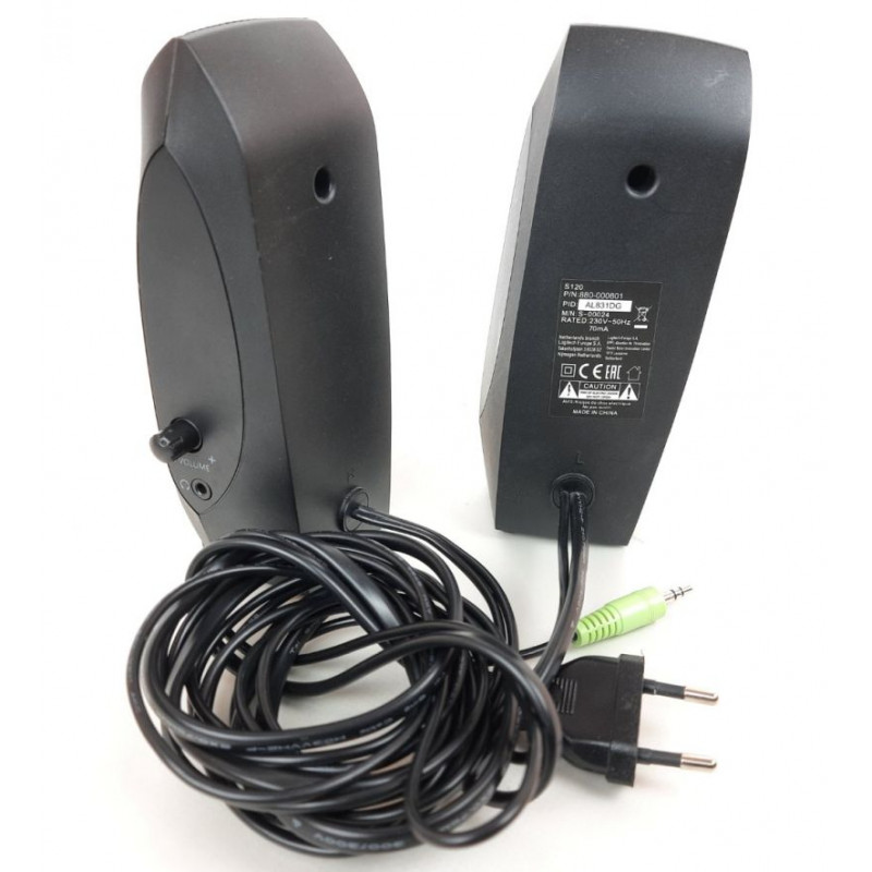 Used Acoustic system 2.0 Logitech S-120, 2.3 W, 50 Hz - 20 kHz, plastic