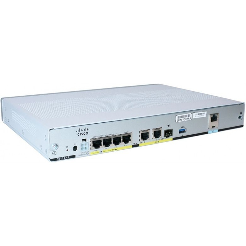 БУ Маршрутизатор Cisco ISR C1111-4P V01, WAN Gigabit SFP combo, 4