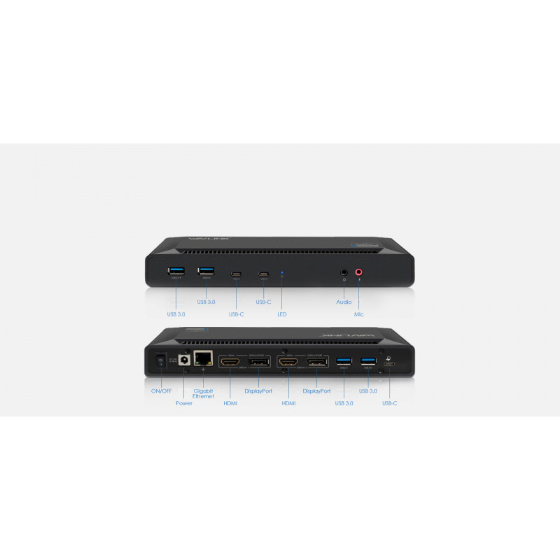 Wavlink WL-UG69PD2 Docking Station, 100W, USB Type C connection, 2x4K HDMI/DPort