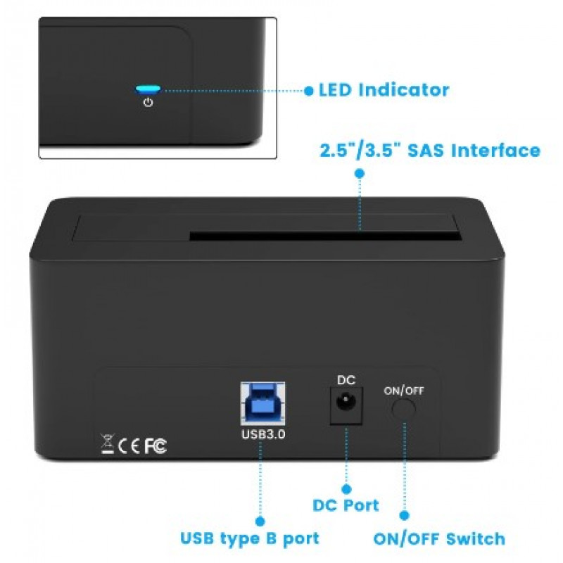 Used Docking station Indmem K308, SAS HDD SSD, USB 3.0
