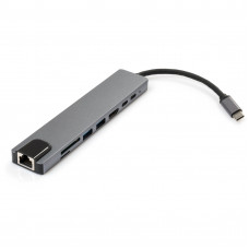 Hub AS-IT Type-C to 4K HDMI+2*USB3.0+GigabitLAN+SD+PD+USB-C SS aluminum