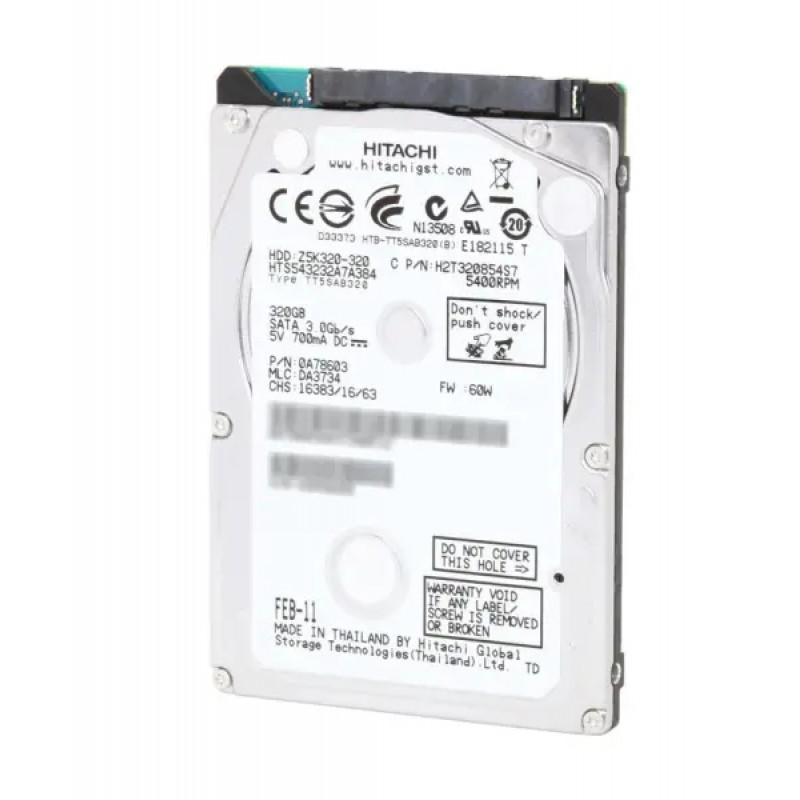 Used Hard drive 320 GB Hitachi (for laptop, 2.5", 5400 rpm, 8 MB, SATAII, HTS543232A7A384/0A786