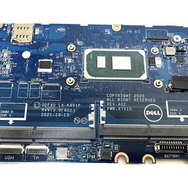 Материнская плата для ноутбука Dell Latitude 5420, I7-1185G7, 2xDDR4, Iris Xe, LA-K491P Rev:3.0 A02