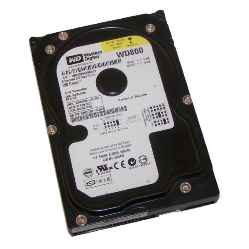 Used Hard Drive 80 GB Western Digital (3.5", 7200 rpm, 2 MB, IDE, WD800BB)