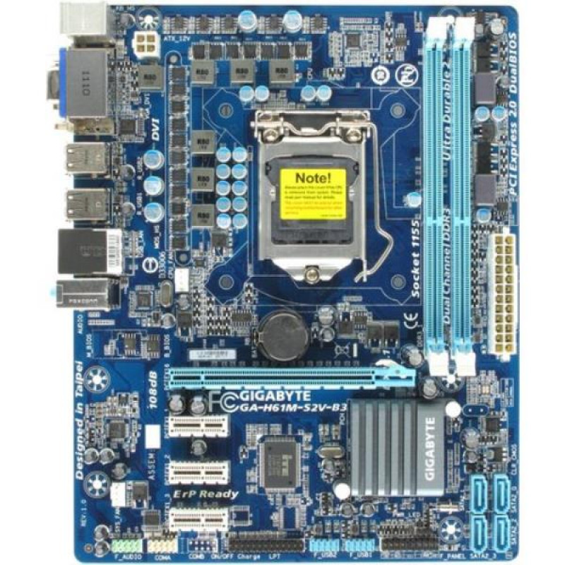 БУ Материнська плата Gigabyte GA-H61M-S2V-B3 (S1155, H61, 2xDDR3, 4xSATA, VGA/DVI)