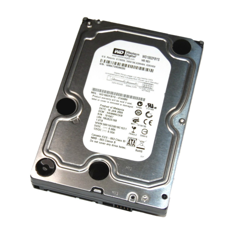 Used hard drive 1 TB Western Digital (3.5", 7200 rpm, 32 MB, SATAII, WD1002FBYS)