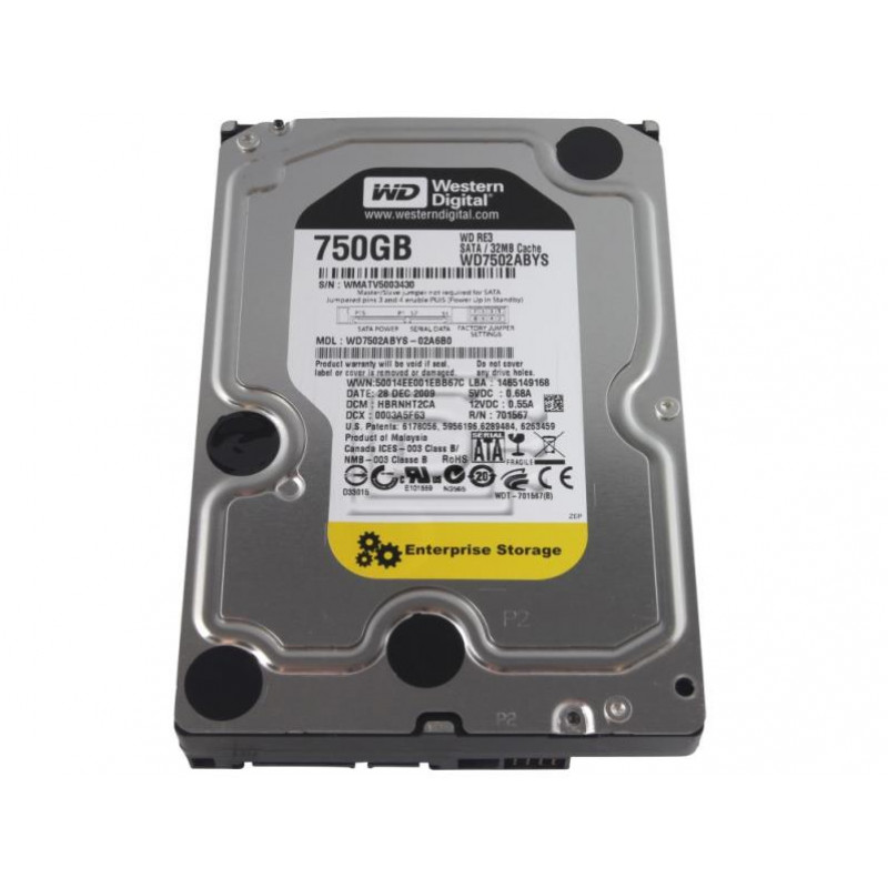 Used Hard Drive 750 GB Western Digital (3.5", 7200 rpm, 32 MB, SATAII, WD7502ABYS)