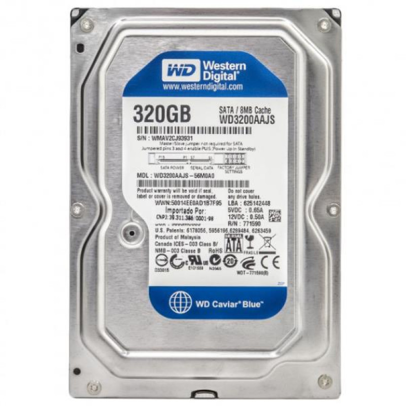 БУ Жорсткий диск 320 ГБ Western Digital (3.5", 7200 об/хв, 8 МБ, SATAII, WD3200AAJS)