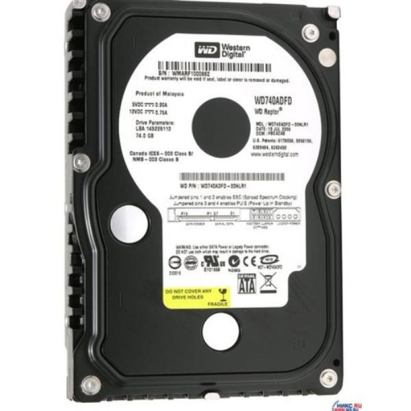 Used Hard drive 80 GB Western Digital (3.5", 10000 rpm, 16 MB, SATAI, WD740ADFD)