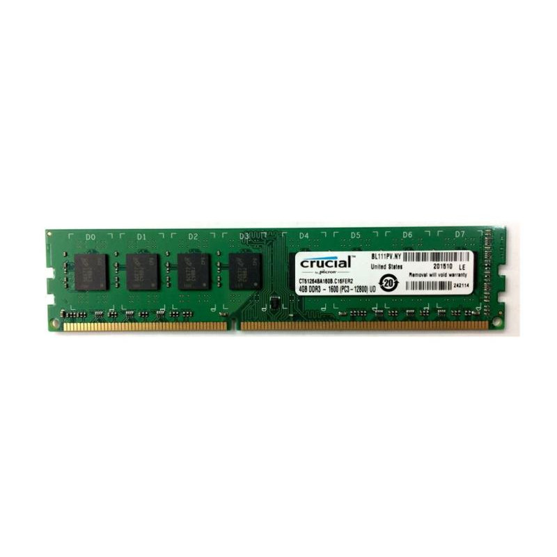 БУ Оперативная память 4 ГБ, DDR3, Crucial (для ПК, 1600 МГц, 1.5 В, CL11, CT51264BA160B.C16FER2)