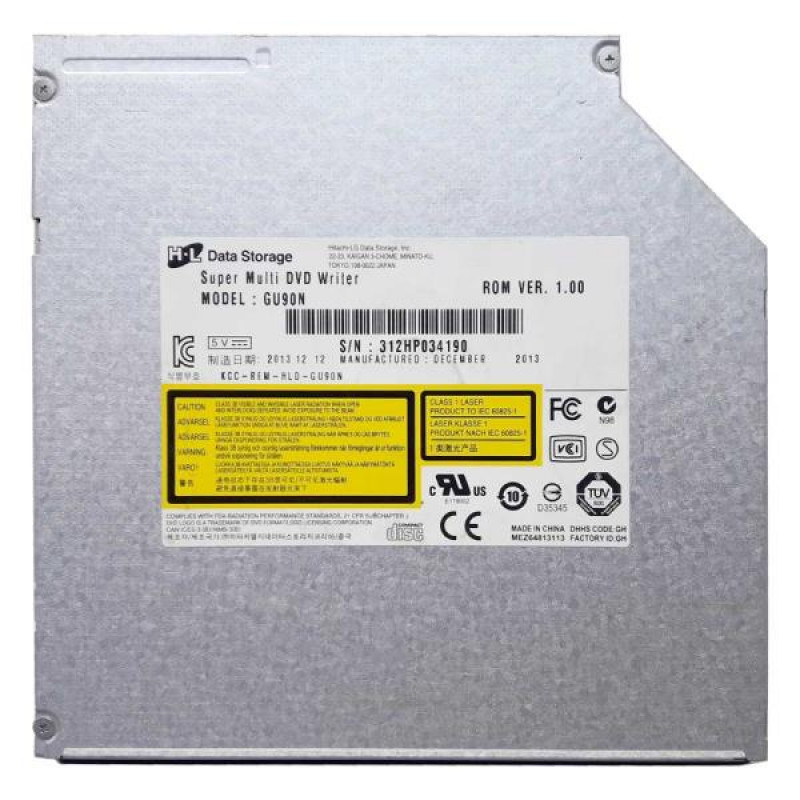 Used Optical drive for laptop Hitachi-LG GU90N (SATA DVD-RW, Black, Slim, 9.5 mm)