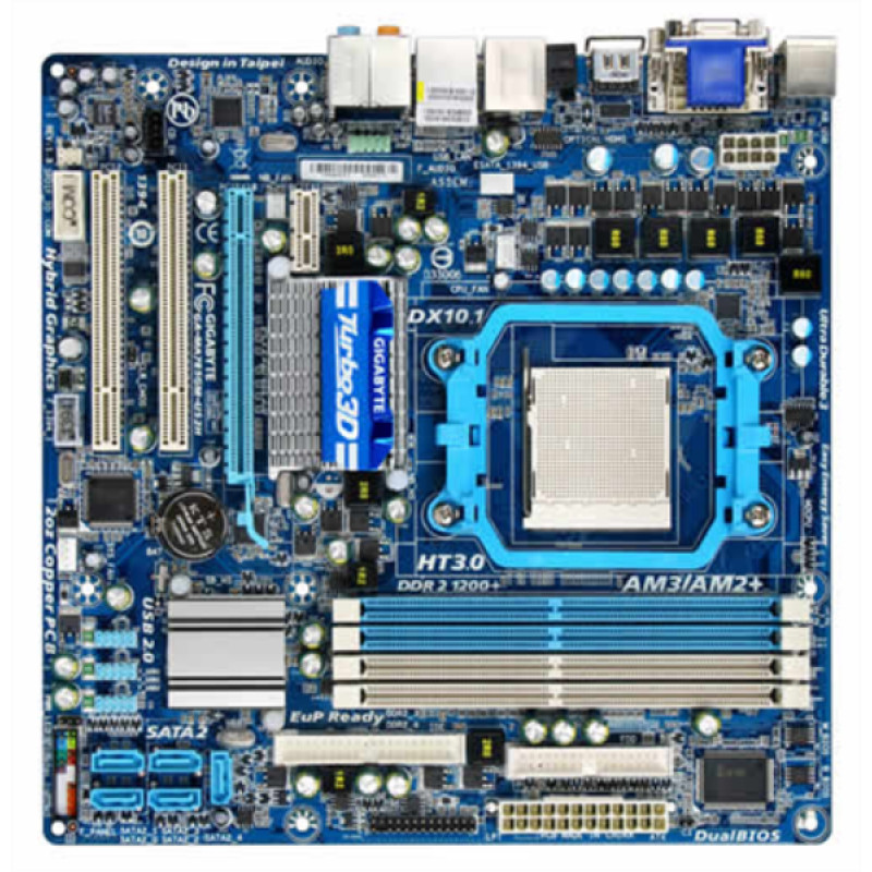 БУ Материнська плата Gigabyte GA-MA785GM-US (sAM2+/AM3, 5xSATA, IDE, 4xDDR2, 1xPCIx16, 2xPCI, mATX)