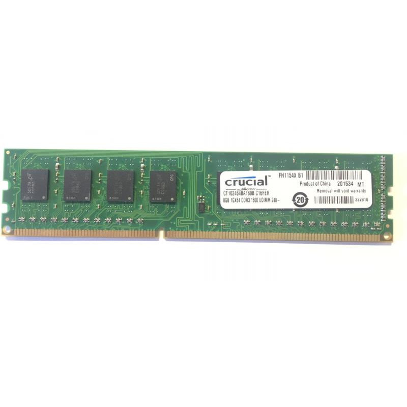 Crucial RAM (DIMM, DDR3, 8Gb, 1600MHz, CT102464BA160B.C16FER)