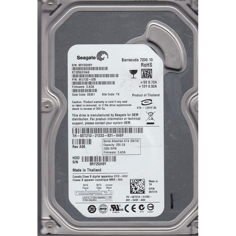 Used hard drive 250 GB Seagate (3.5", 7200 rpm, 8 MB, SATAII, ST3250310AS)