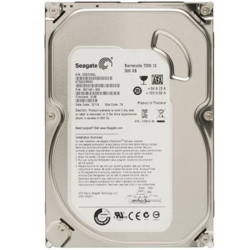 Used Hard Drive 500 GB Seagate (for PC, 3.5", 7200 rpm, 16 MB, SATAIII, ST500DM002)