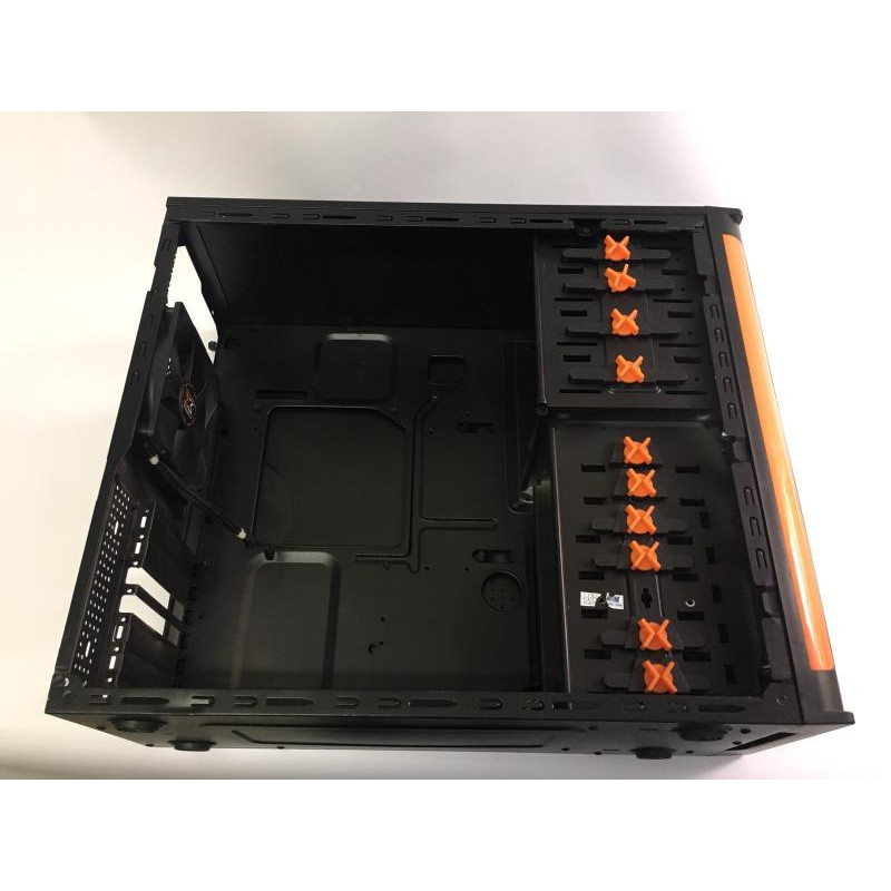 Used ATX Case XIGMATEK Asgard II, Midi-Tower, without PSU, black and orange (CPC-T45UE-E51)