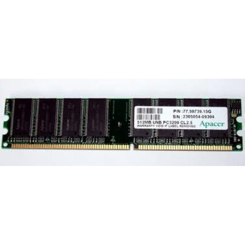 Used RAM Apacer (DIMM, DDR, 512 MB, 400MHz, 77.50739.15G)