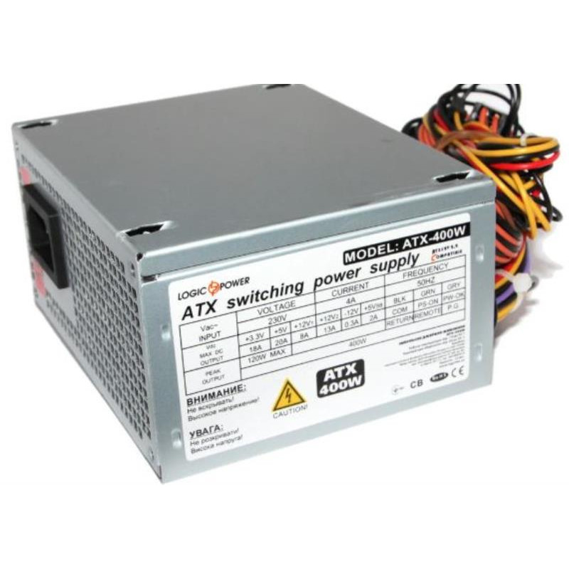 Power supply unit 400 W LogicPower, 24+4 pin, video card power supply - No, 120 mm, ATX, ATX-400W