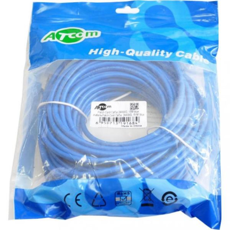 Used Patch cord ATcom 9168 (15 m, Ethernet (RJ45), 5e, Blue)
