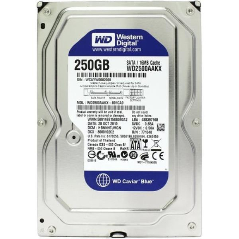 Used hard drive 250 GB Western Digital (3.5", 7200 rpm, 16 MB, SATAIII, WD2500AAKX)