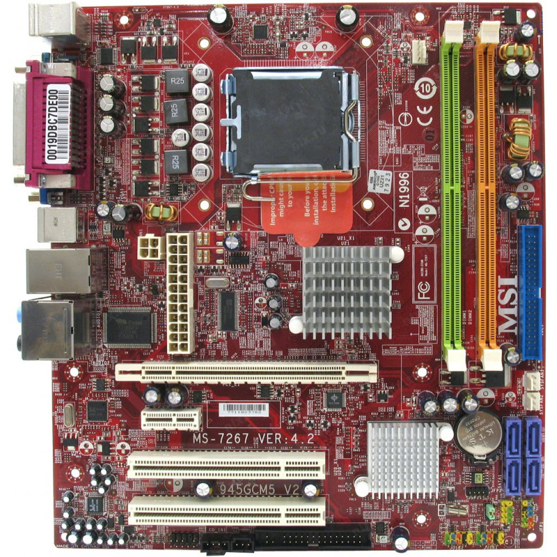 Used Motherboard MSI 945GCM5-F V2 (s775, Intel 945GC, 2xDDR2, 4xSATA, 1xPCI-Ex16)