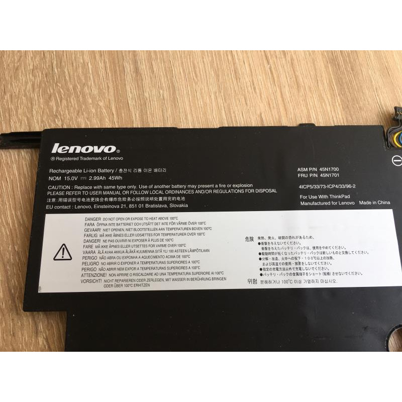 Original battery for Lenovo ThinkPad X1 Carbon laptop (15V, 2760mAh, 45N1700)