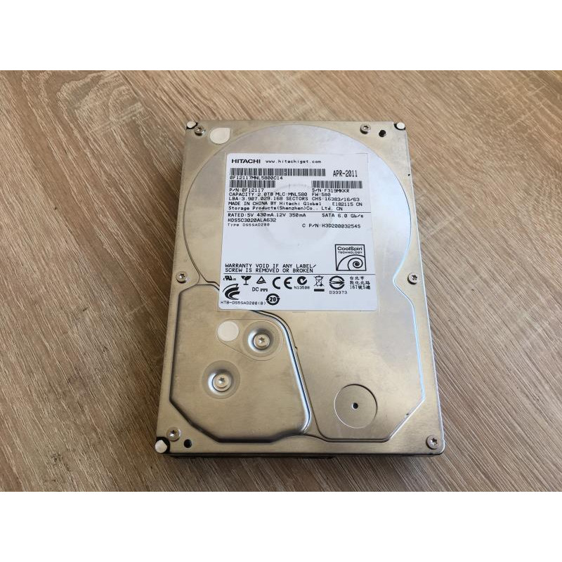 Used Hard drive 2 TB Hitachi (3.5", 5900 rpm, 32 MB, SATAIII, HDS5C1032CLA382/0F12117)