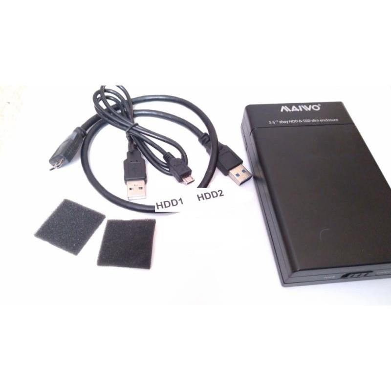Maiwo External Pocket 2 x 2.5" HDD, USB 3.0, RAID (K25682)