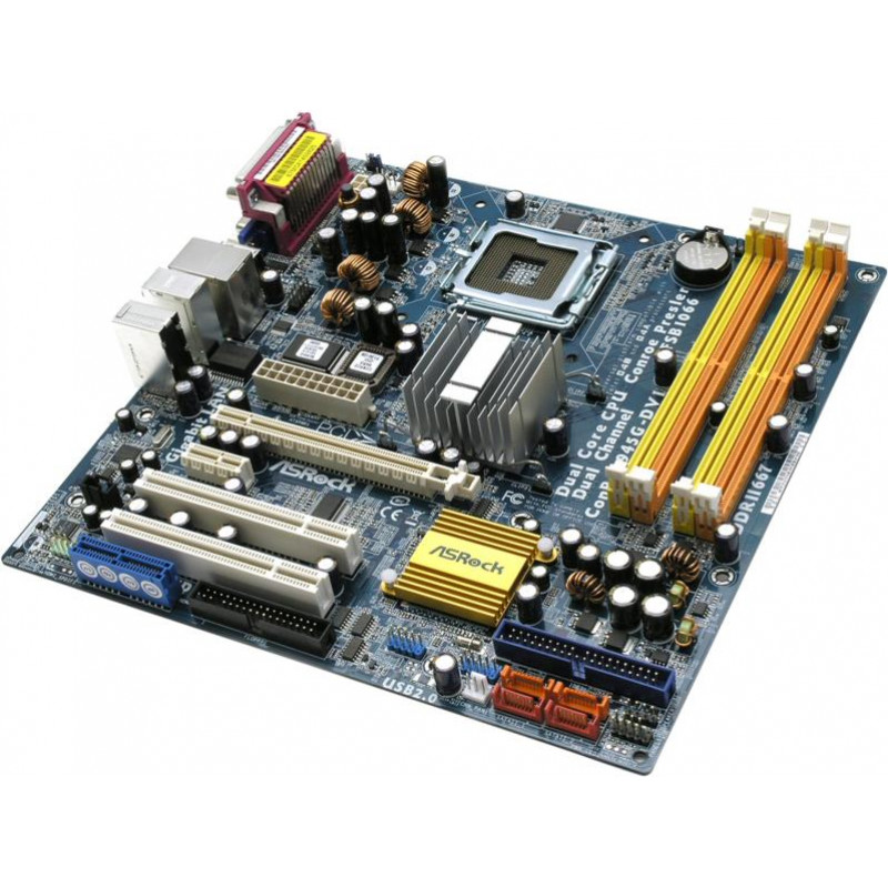 БУ Материнская плата s775, ASRock ConRoe945G-DVI (4xDDR2, Intel 945G, PCI-Ex16x1, VGA, microATX)