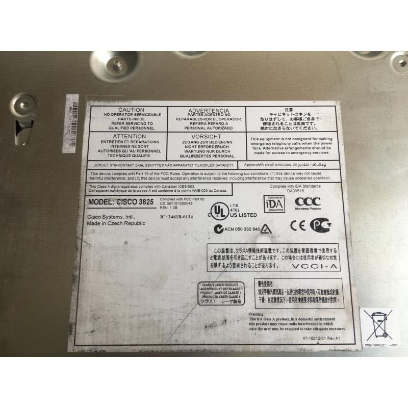 БУ Маршрутизатор Cisco 3825 w/AC PWR, 2GE, 1SFP, 2NME, 4HWIC, IP Base, 64F/256D (CISCO3825)