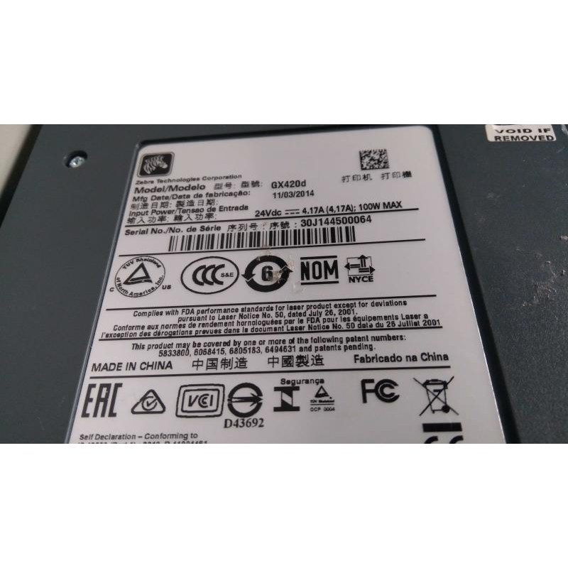 Used Label printer Zebra GX420d, 203 dpi, USB, RS-232 (COM), Ethernet