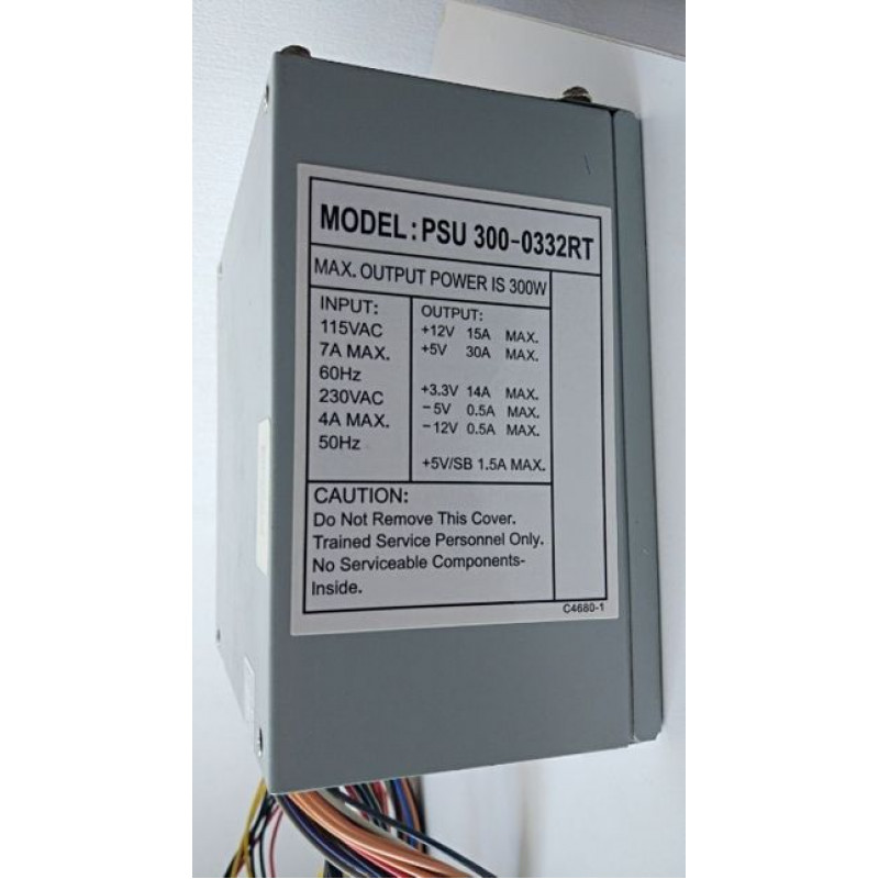 БУ Блок питания 300 Вт PSU, 24+4 pin, питание видеокарты - Нет, 80 мм, ATX, 300-0332RT