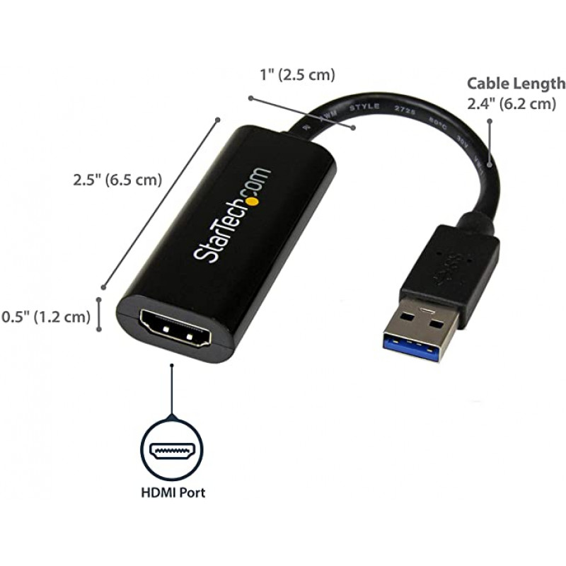 БУ Адаптер StarTech Slim USB 3.0 to HDMI (конвертер сигналу) 1920х1080 FullHD